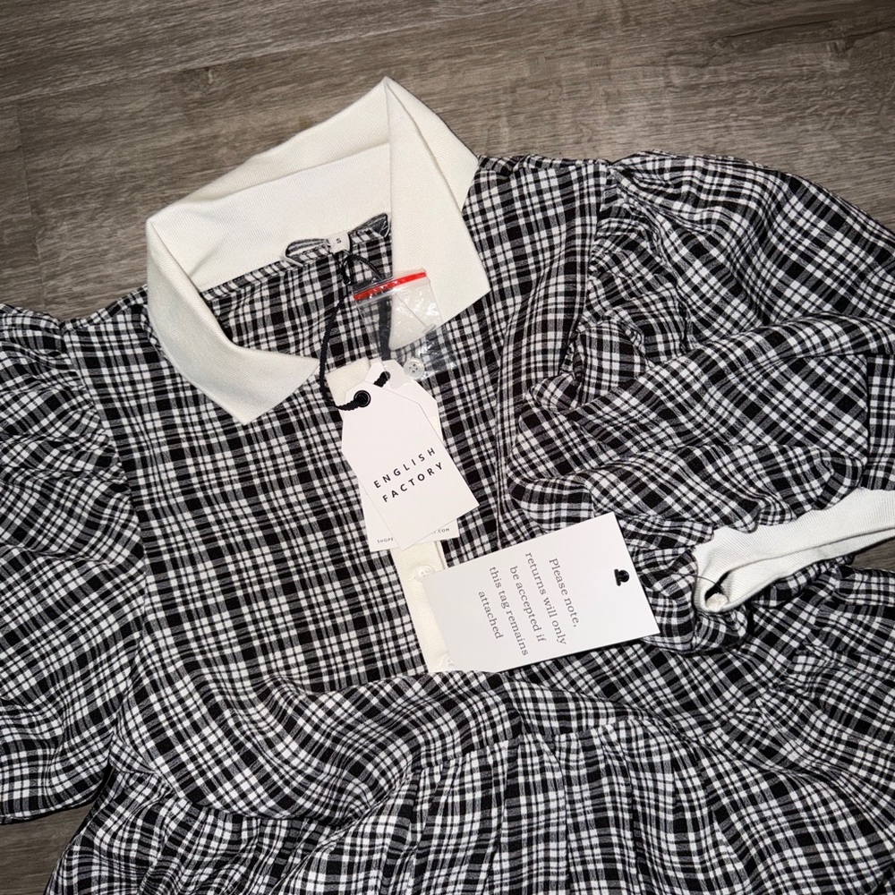 English Factory plaid A-line tiered midi dress - Picture 11 of 13